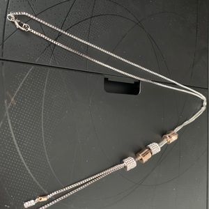 2 tone CZ Lariat Y necklace